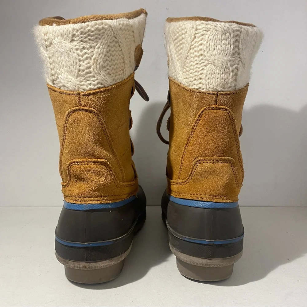 Khombu Women’s Duck Boots Winter Snow Boots Waterproof Tan Faux Fur Size 6
